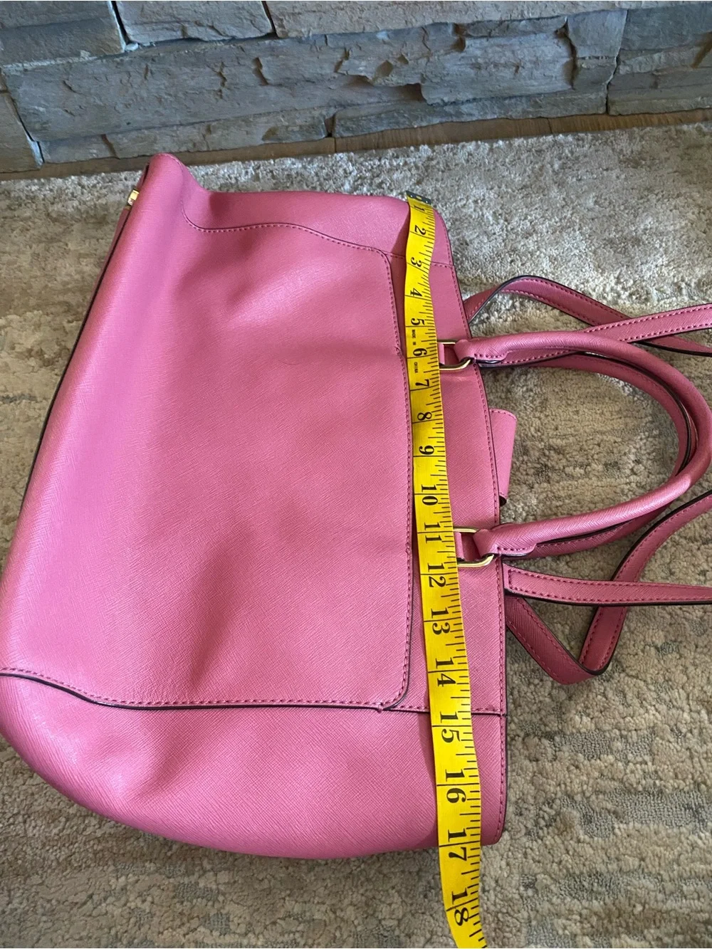 Michael Kors EMMY Large DOUBLE HANDLE TOTE Leather Handbag Purse Tulip Pink - Picture 13 of 15